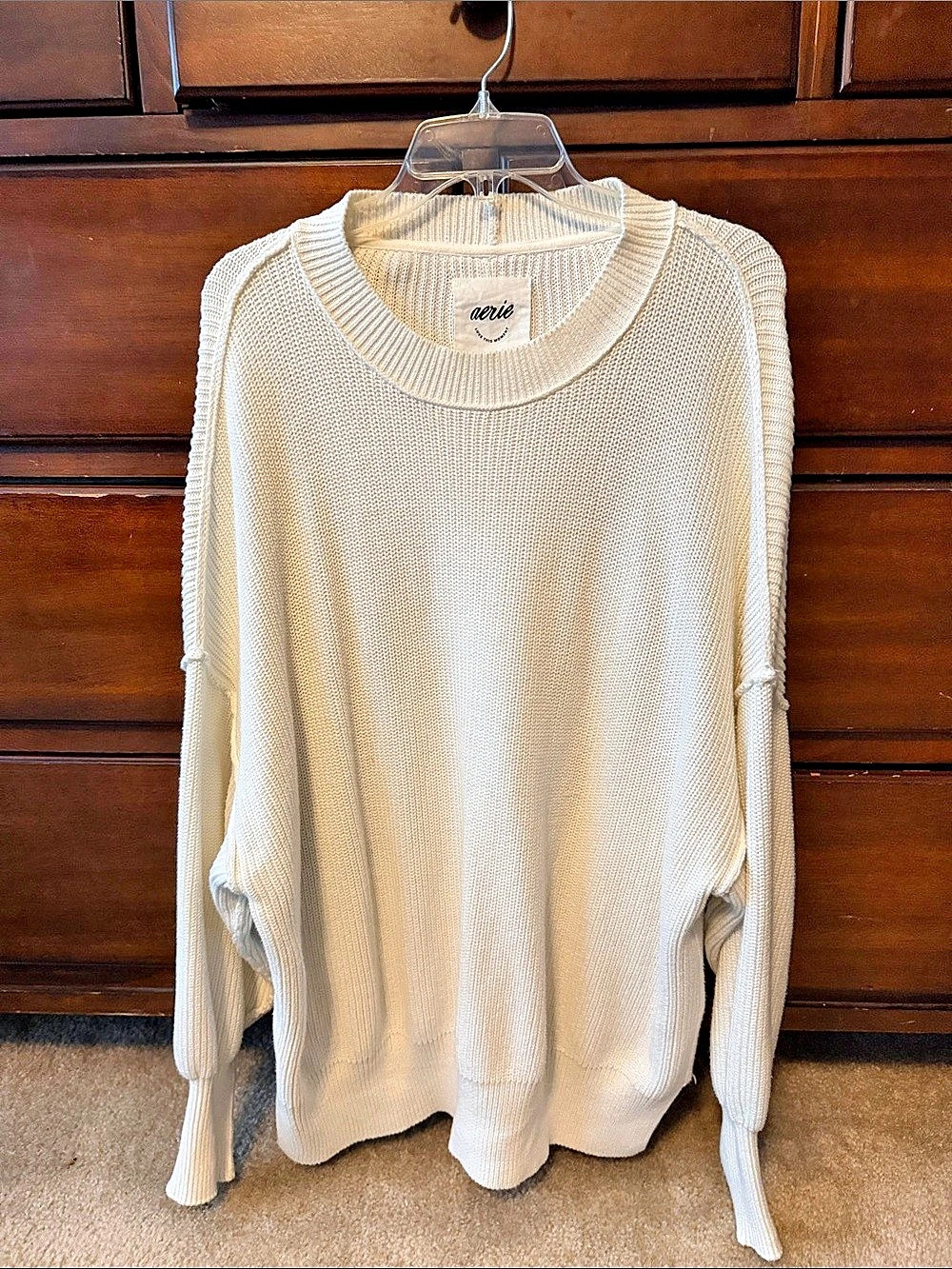Aerie Cream Crew Neck Sweater Like New